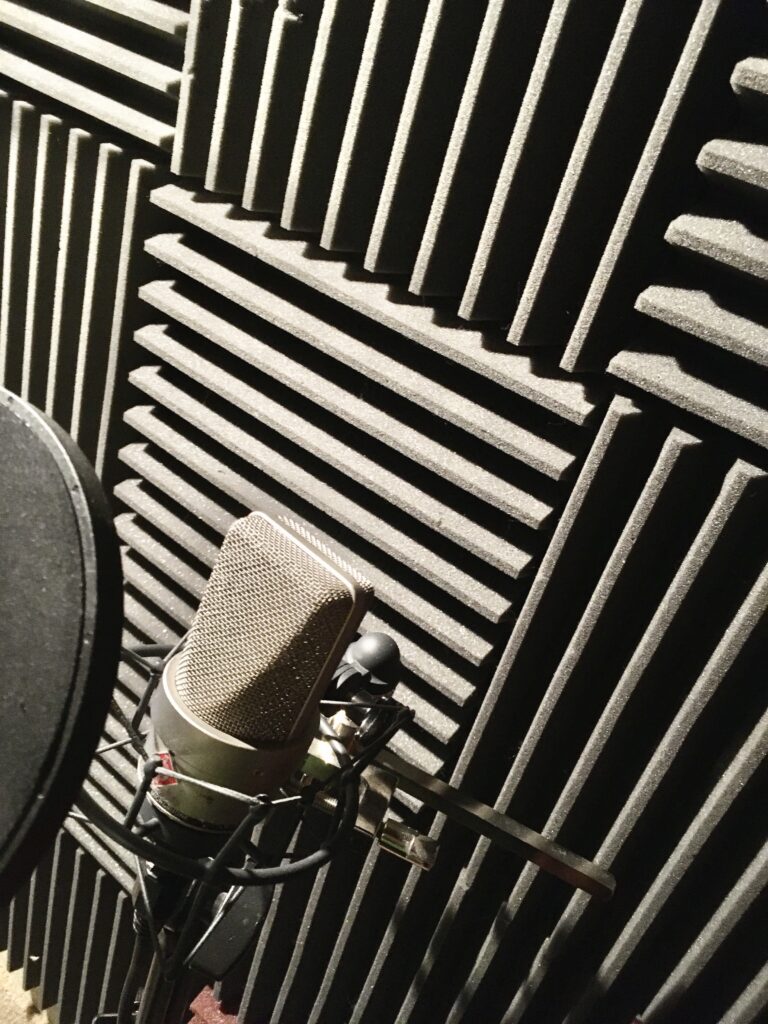 Photo of Neumann microphone in studio